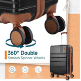 Hoteel Luggage Sets 3 Piece, 4 - Year Warranty, Carry - On Luggage with Dual - Spinner Wheels, PC+ABS Hardside Suitcase Set with TSA Lock, Large Checked Travel Suitcases, Black(20/24/28)