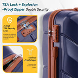 Hoteel Luggage Sets 3 Piece, 4 - Year Warranty, Durable Suitcase Set with Spinner Wheels, ABS Hard Shell Lightweight Luggage with TSA Lock, Large Checked Travel Suitcases, Dark Blue(20/24/28)