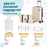 Hoteel Luggage Sets 3 Piece Carry on Luggage with Spinner TSA Lock for Unisex (4 - YEAR WARRANTY), ABS+PC Hard Shell Rolling Carry - on Suit Case for Plane, Travel, Business, Off - White (20in/DB/TB)