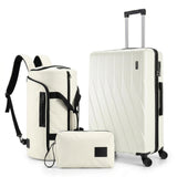 Hoteel Luggage Sets 3 Piece PC Hardside, 4 - Year Warranty, Luggage Set with Spinner Wheels, TSA Lock, YKK Zipper, Lightweight Carry on Luggage, 20" Suitcase with Fitness Duffel & Organizer, Beige