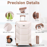 Hoteel Luggage Sets 3 Piece with Spinner Wheels TSA Lock (4 - YEAR WARRANTY), Durable Carry On Suitcase Luggages, Wet - Dry Separation Compartment, ABS Hardshell for Travel, School, Beige(20/24/28in)