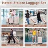 Hoteel Luggage Sets 3 Piece with Spinner Wheels TSA Lock (4 - YEAR WARRANTY), Durable Carry On Suitcase Luggages, Wet - Dry Separation Compartment, ABS Hardshell for Travel, School, Beige(20/24/28in)