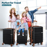 Hoteel Luggage Sets 3 Piece with Spinner Wheels TSA Lock (4 - YEAR WARRANTY), Durable Suitcase Lightweight Travel Hardshell PC+ABS Large Carry on Luggage for Men&Women, Gloss Black (20/24/28in)