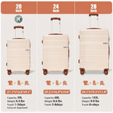 Hoteel Luggage Sets 3 Piece,(4 - YEARS WARRANTY) ABS+PC Durable Lightweight Hard Shell Luggage Sets With TSA Lock For Travel,Business Trip, Suitcase Set 20 24 28 Inch, Beige
