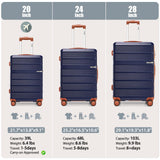Hoteel Luggage Sets 3 Piece,(4 - YEARS WARRANTY) ABS+PC Durable Lightweight Hard Shell Luggage Sets With TSA Lock For Travel,Business Trip, Suitcase Set 20 24 28 Inch, Blue