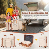 Hoteel Luggage Sets 3 Piece,(4 - YEARS WARRANTY) ABS+PC Durable Lightweight Hard Shell Luggage Sets With TSA Lock For Travel,Business Trip, Suitcase Set 20 24 28 Inch, Beige