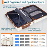 Hoteel Luggage Sets 4 Piece, 4 - Year Warranty, Carry - On Luggage with Dual - Spinner Wheels, PC+ABS Hardside Suitcase Set with TSA Lock, Large Checked Travel Suitcases, Beige(16/20/24/28)