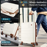 Hoteel Luggage Sets 4 Piece, 4 - Year Warranty, Carry - On Luggage with Dual - Spinner Wheels, PC+ABS Hardside Suitcase Set with TSA Lock, Large Checked Travel Suitcases, Beige(16/20/24/28)