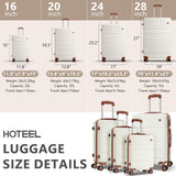 Hoteel Luggage Sets 4 Piece, 4 - Yr Warranty Durable Suitcase Dual - Spinner Wheel TSA Lock, Lightweight Travel Hardshell PC+ABS Carry on Luggage for Men&Women, Beige(16/20/24/28 inch)