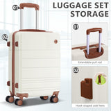 Hoteel Luggage Sets 4 Piece, 4 - Yr Warranty Durable Suitcase Dual - Spinner Wheel TSA Lock, Lightweight Travel Hardshell PC+ABS Carry on Luggage for Men&Women, Beige(16/20/24/28 inch)