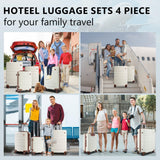 Hoteel Luggage Sets 4 Piece, 4 - Yr Warranty Durable Suitcase Dual - Spinner Wheel TSA Lock, Lightweight Travel Hardshell PC+ABS Carry on Luggage for Men&Women, Beige(16/20/24/28 inch)