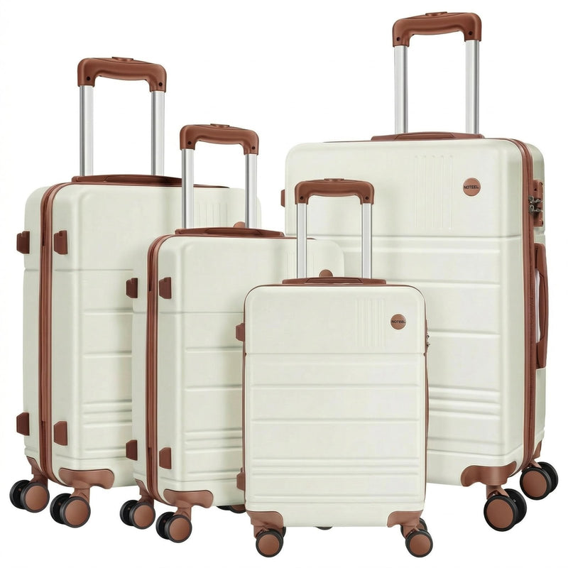 Hoteel Luggage Sets 4 Piece, 4 - Yr Warranty Durable Suitcase Dual - Spinner Wheel TSA Lock, Lightweight Travel Hardshell PC+ABS Carry on Luggage for Men&Women, Beige(16/20/24/28 inch)