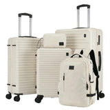 Hoteel Luggage Sets 5 Piece, 4 - Year Warranty, Carry - On Luggage with Dual - Spinner Wheels, PC+ABS Hardside Suitcase Set with TSA Lock, Durable Large Suitcase, Beige(20/24/28/DB/TB)