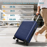 Hoteel Luggage Sets 5 Piece, 4 - Year Warranty, Carry - On Luggage with Dual - Spinner Wheels, PC+ABS Hardside Suitcase Set with TSA Lock, Durable Large Suitcase, Dark Blue(20/24/28/DB/TB)