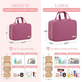 HOTOR Travel Toiletry Bag - Hanging Toiletry Bag for Women & Men, Makeup Bag/Big Comparment, Waterproof for Travel Accessories, Travel Essentials, Large, Rosewood - Pink