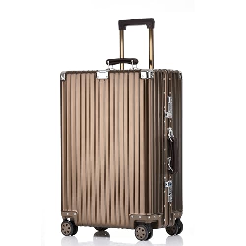 HotWay 20 Inch All Aluminum Carry On Luggage with Leather Handle, Hard Shell Zipperless Suitcase with TSA Locks and Spinner Wheels, | Backpacks4Less