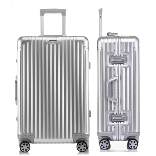 HotWay 20 Inch All Aluminum Carry On Luggage with Wheels, Hard Shell Zipperless Suitcase with TSA Locks, Silver Travel Luggage | Backpacks4Less