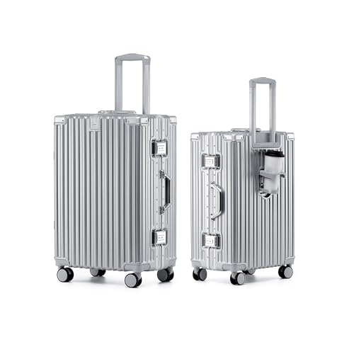 HotWay 26 Inch Aluminum Frame Luggage with Spinner Wheels, PC Hard Shell Suitcase with Cup Holder, Zipperless Luggage for Business | Backpacks4Less