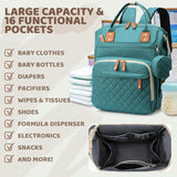 houscly Diaper Bag Backpack for Girls Boys: Green Toddler Diaper Bag with Changing Pad Baby Backpack Diaper Bag for Mon Dad Newborn Mochila Pañaleras Bebe（without Changing Station）