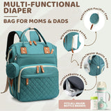 houscly Diaper Bag Backpack for Girls Boys: Green Toddler Diaper Bag with Changing Pad Baby Backpack Diaper Bag for Mon Dad Newborn Mochila Pañaleras Bebe（without Changing Station）