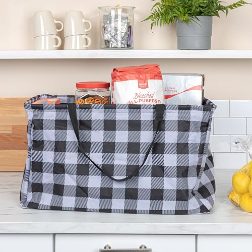 Household Essentials Black and White Plaid Krush Container All - Purpose Utility Tote