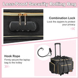Housolution Rolling Teacher Bag with Wheels, Fits for 17" Laptop, Teacher Tote Bag with Detachable Trolley, Laptop Work Case with Anti Theft Lock, Briefcase Cart with Accordion File Organizer, Black