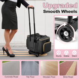Housolution Rolling Teacher Bag with Wheels, Fits for 17" Laptop, Teacher Tote Bag with Detachable Trolley, Laptop Work Case with Anti Theft Lock, Briefcase Cart with Accordion File Organizer, Black