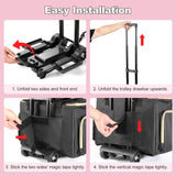 Housolution Rolling Teacher Bag with Wheels, Fits for 17" Laptop, Teacher Tote Bag with Detachable Trolley, Laptop Work Case with Anti Theft Lock, Briefcase Cart with Accordion File Organizer, Black
