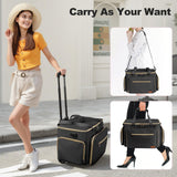 Housolution Rolling Teacher Bag with Wheels, Fits for 17" Laptop, Teacher Tote Bag with Detachable Trolley, Laptop Work Case with Anti Theft Lock, Briefcase Cart with Accordion File Organizer, Black