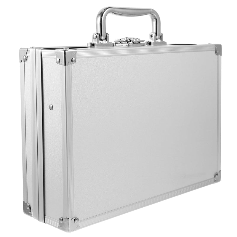 Housoutil Aluminum Briefcase with Lock, Metal Silver Briefcase, Handheld Aluminum Storage Box, Toolbox Case with Handle for Travel Luggage Cash Storage Parts and Medications