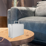 Housoutil Aluminum Briefcase with Lock, Metal Silver Briefcase, Handheld Aluminum Storage Box, Toolbox Case with Handle for Travel Luggage Cash Storage Parts and Medications