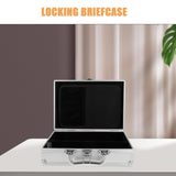 Housoutil Aluminum Briefcase with Lock, Metal Silver Briefcase, Handheld Aluminum Storage Box, Toolbox Case with Handle for Travel Luggage Cash Storage Parts and Medications