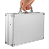 Housoutil Aluminum Briefcase with Lock, Metal Silver Briefcase, Handheld Aluminum Storage Box, Toolbox Case with Handle for Travel Luggage Cash Storage Parts and Medications