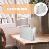 Housoutil Aluminum Briefcase with Lock, Metal Silver Briefcase, Handheld Aluminum Storage Box, Toolbox Case with Handle for Travel Luggage Cash Storage Parts and Medications