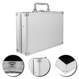 Housoutil Aluminum Briefcase with Lock, Metal Silver Briefcase, Handheld Aluminum Storage Box, Toolbox Case with Handle for Travel Luggage Cash Storage Parts and Medications