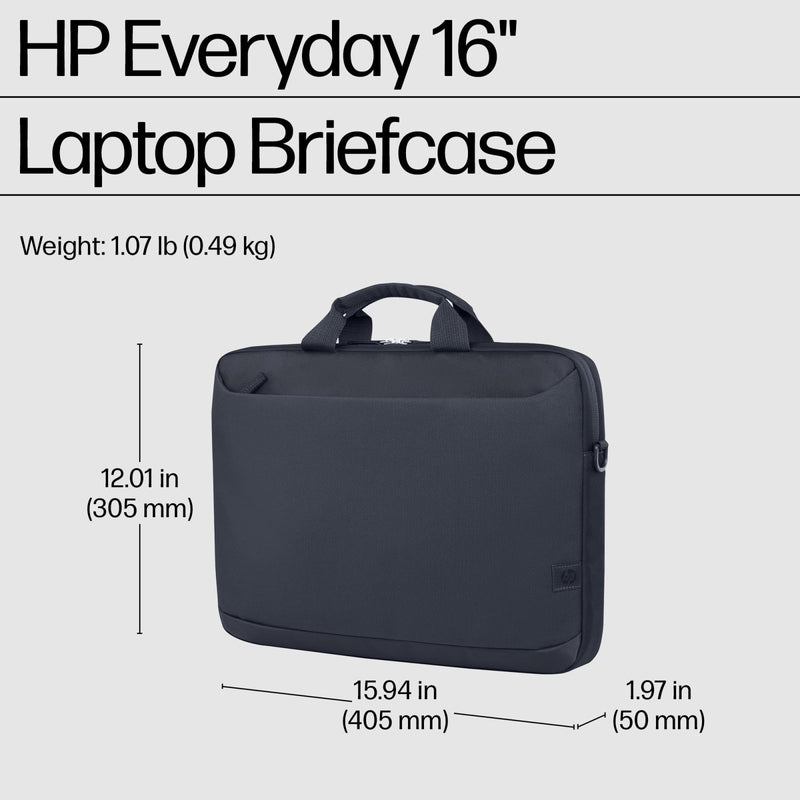 HP Everyday 16 - inch Laptop Briefcase, Water Resistant, Comfort Design, Trolley Strap, FSC - Certified Packaging, Removable and Adjustable Strap, Key FOB, 3 - Year Warranty, Odyssey Gray