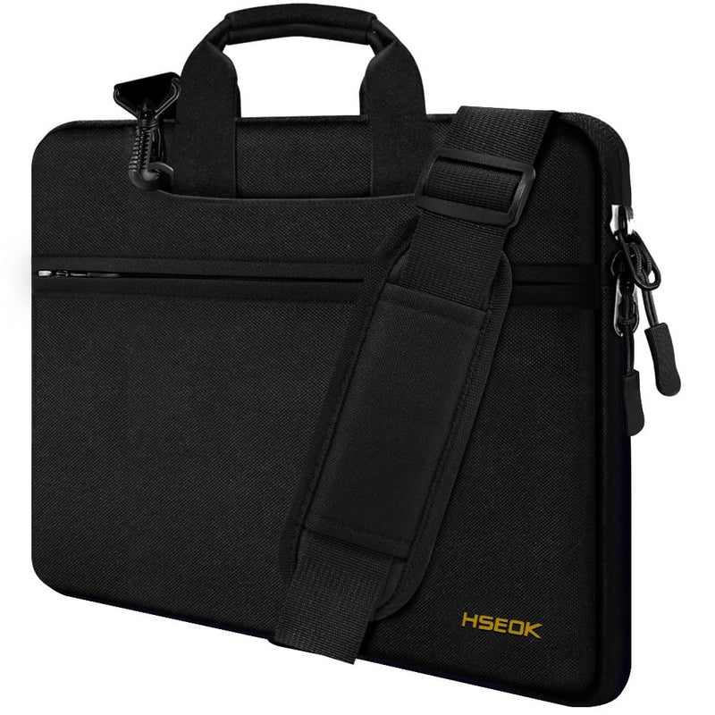 Hseok 17.3 Inch Laptop Shoulder Bag, Water - Resistant & Shockproof Protective Computer Case Compatible with 17.3 inch Dell Asus HP Lenovo Acer MSI Notebooks,Black