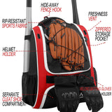 Hsmihair Baseball Bag - Baseball Backpack Holder, Large Main Compartment,T - Ball & Softball Equipment & Gear for Youth and Adults,Holds Bats, Helmet, Gloves