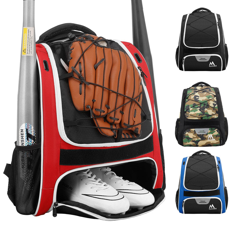 Hsmihair Baseball Bag - Baseball Backpack Holder, Large Main Compartment,T - Ball & Softball Equipment & Gear for Youth and Adults,Holds Bats, Helmet, Gloves