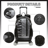 HTgroce Rolling Backpack with Wheels for Boys Roller Wheels Backpacks Big Kids Laptop Luggage Travel Suitcase for Teen Boys