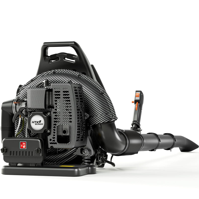 HTK Backpack Blower, 63CC Gas Powered Leaf Blower with 665 CFM & 205 MPH for Commercial Lawn Care, Yard Debris & Snow Removal (Black)