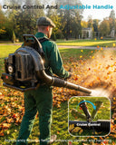 HTK Backpack Blower, 63CC Gas Powered Leaf Blower with 665 CFM & 205 MPH for Commercial Lawn Care, Yard Debris & Snow Removal (Black)