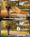 HTK Backpack Blower, 63CC Gas Powered Leaf Blower with 665 CFM & 205 MPH for Commercial Lawn Care, Yard Debris & Snow Removal (Orange)