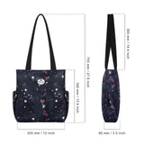 HUA ANGEL Floral Tote Bag - Casual Shoulder Bag Daily Tote Bag with Zipper Gym Travel Shopping Work Handbag for Women