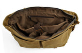 HuaChen Mens Messenger Bag, Vintage Genuine Leather Waxed Canvas Shoulder Bag for 14" Laptop,Rugged Briefcase Satchel Computer Case - M49 Army Green