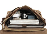 HuaChen Vintage Canvas Messenger Bag fits 15” Laptop,Shoulder Satchel Crossbody Sling Bookbag for Men & Women - M36 Coffee Large