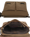 HuaChen Vintage Canvas Messenger Bag fits 15” Laptop,Shoulder Satchel Crossbody Sling Bookbag for Men & Women - M36 Coffee Large