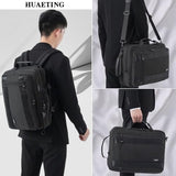 HUAETING 3 in 1 Laptop Bag for Men 15.6-17 Inch Computer Bag Laptop Backpack Convertible Briefcase Messenger Shoulder Bag Work Business Backpack Travel Bag for Men/Women Black