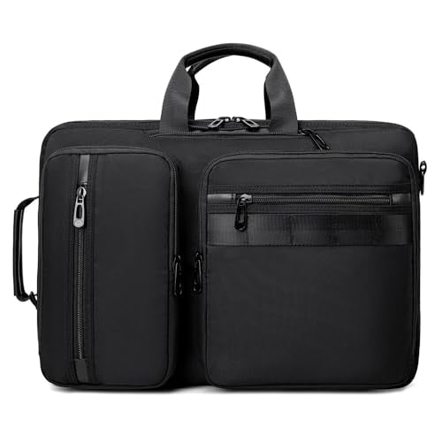 HUAETING 3 in 1 Laptop Bag for Men 17.3 Inch Laptop Backpack Computer Bag for Business/Work/Travel Convertible Backpack Messenger Shoulder Bag for Men Women Black