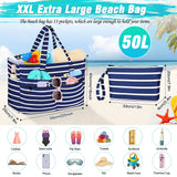 HUANLANG Extra Large Beach Bag Waterproof Beach Totes Bags for Women Men,Pool Bag with Zipper Wet Pocket